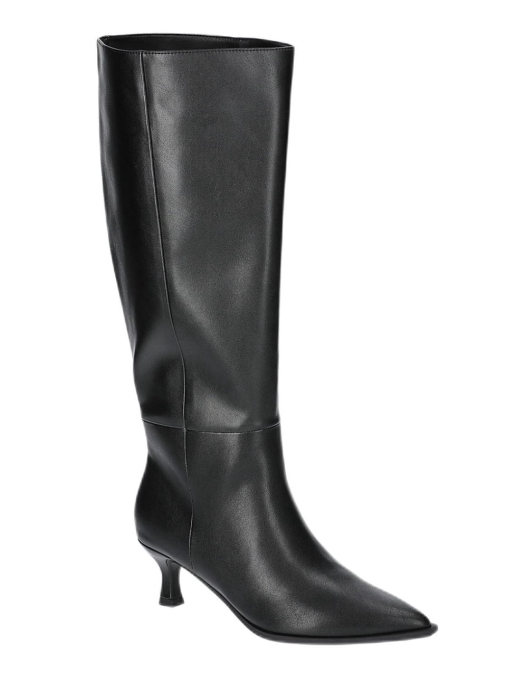 Classic Black Knee-High Leather Boots - Sleek Pointed Toe